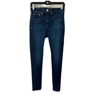 Rag & Bone women’s jeans high rise skinny ankle blue denim stretch fade lines 26
